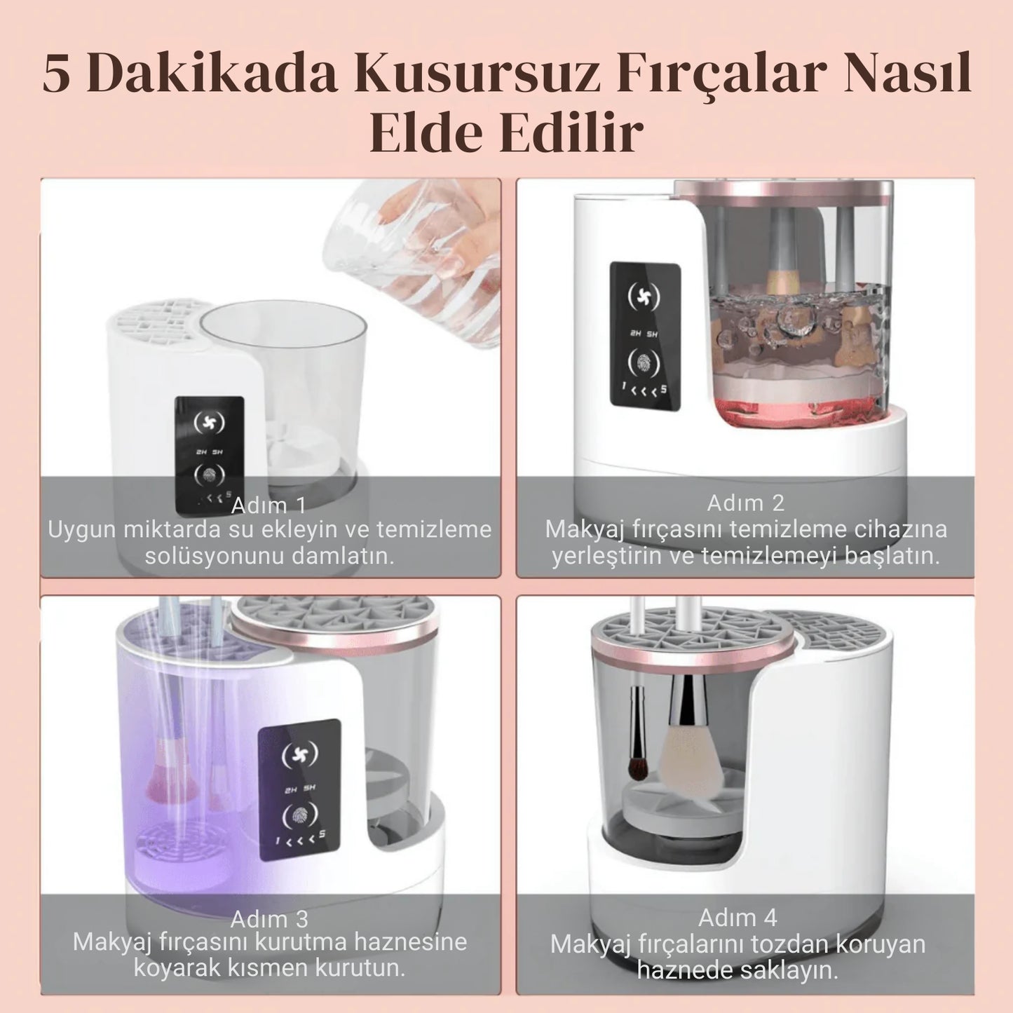 ÉS BrushClean | 3’ü 1 Arada Makyaj Fırçası Temizleyici
