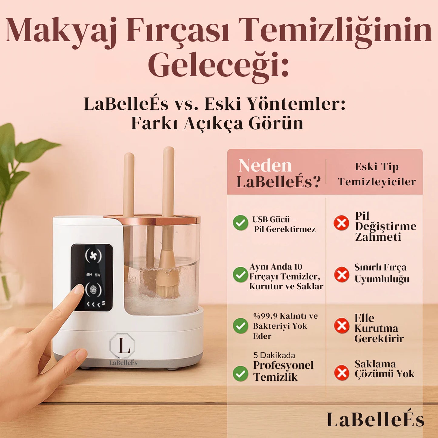 ÉS BrushClean | 3’ü 1 Arada Makyaj Fırçası Temizleyici