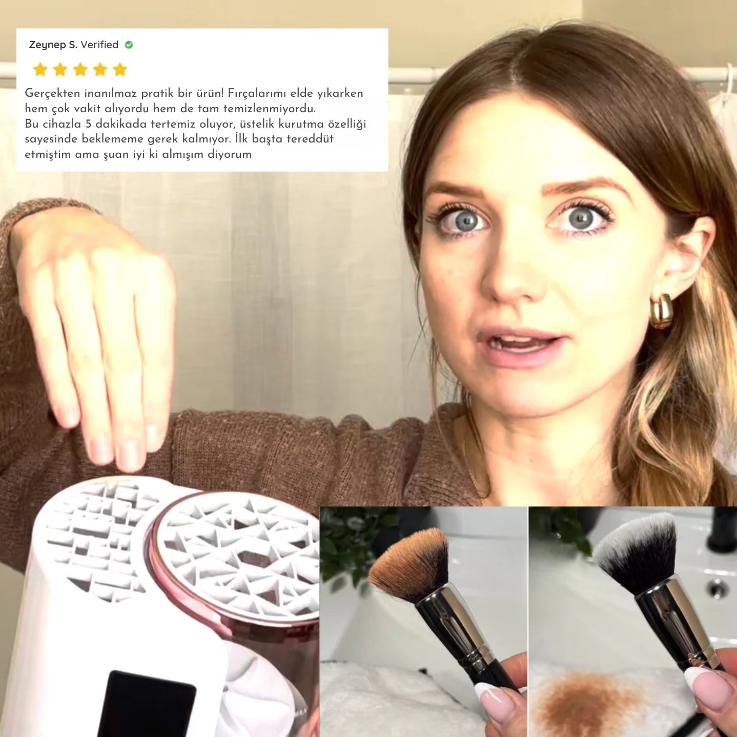 ÉS BrushClean | 3’ü 1 Arada Makyaj Fırçası Temizleyici