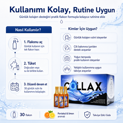 Collax Kolajen 30 Flakon | Cilt, Eklem ve Kemik Desteği İçin Günlük Kolajen Rutini