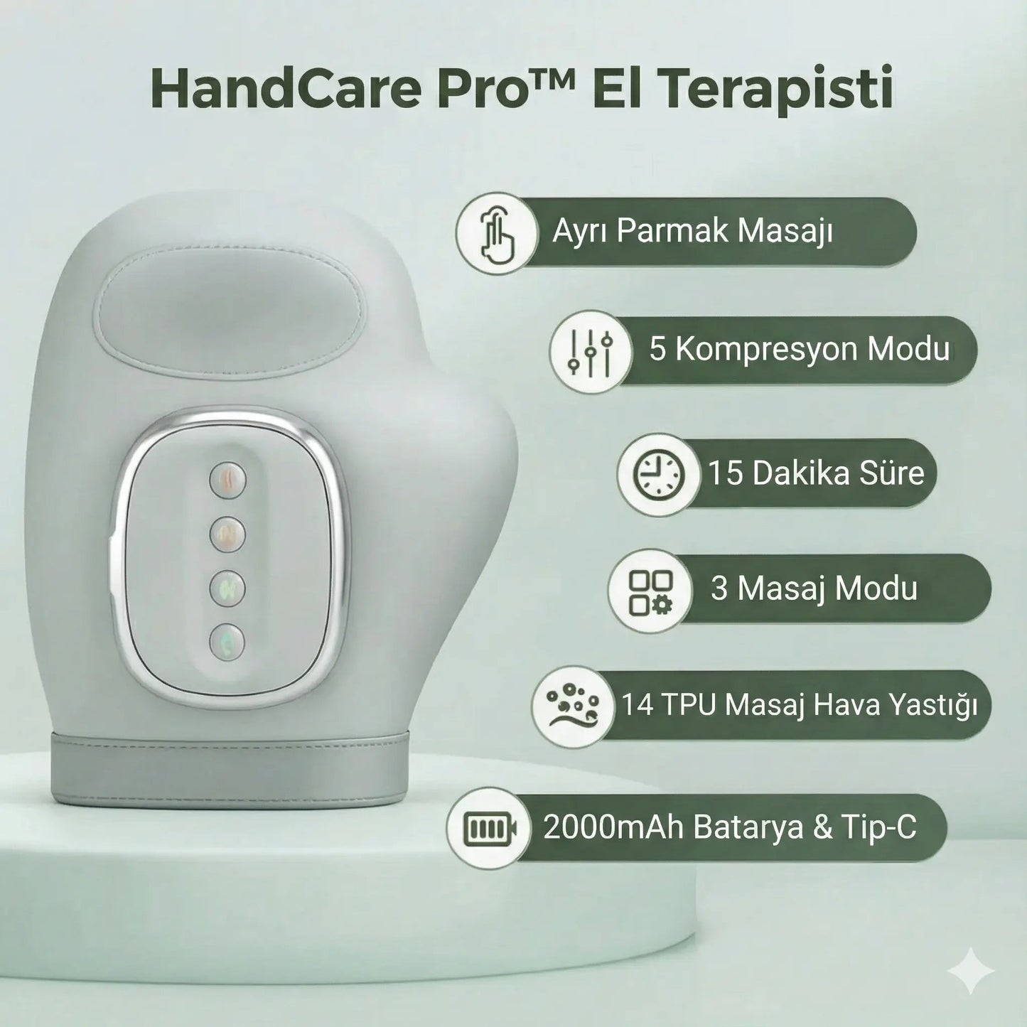 LaBelleÉs HandCare Pro El Terapisti Isıtmalı Akıllı Kompresyonlu El Masaj Aleti