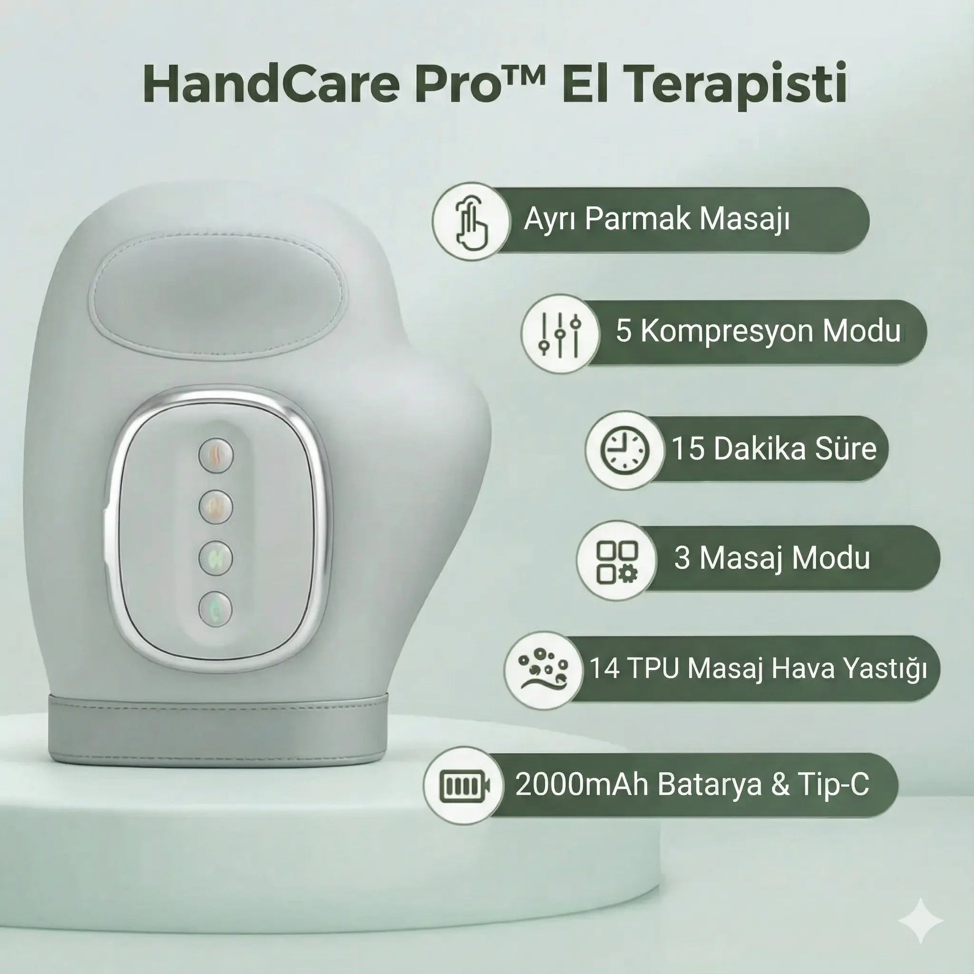 HandCare Pro™ El Terapisti - Isıtmalı ve Akıllı Kompresyonlu El Masaj Aleti LaBelleÉs