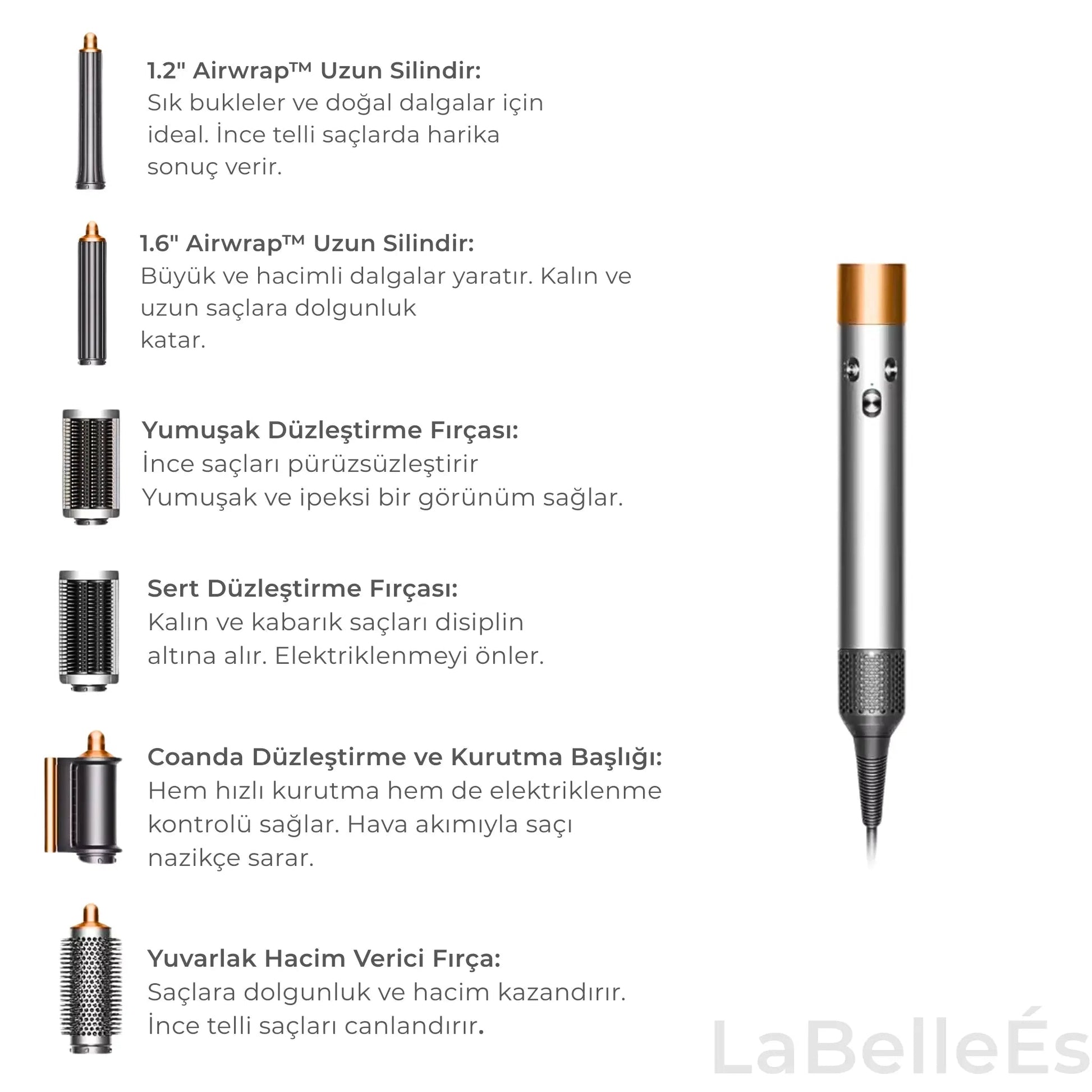 LaBelleÉs AirWrap Pro Long 6 Başlıklı Profesyonel Saç Şekillendirici