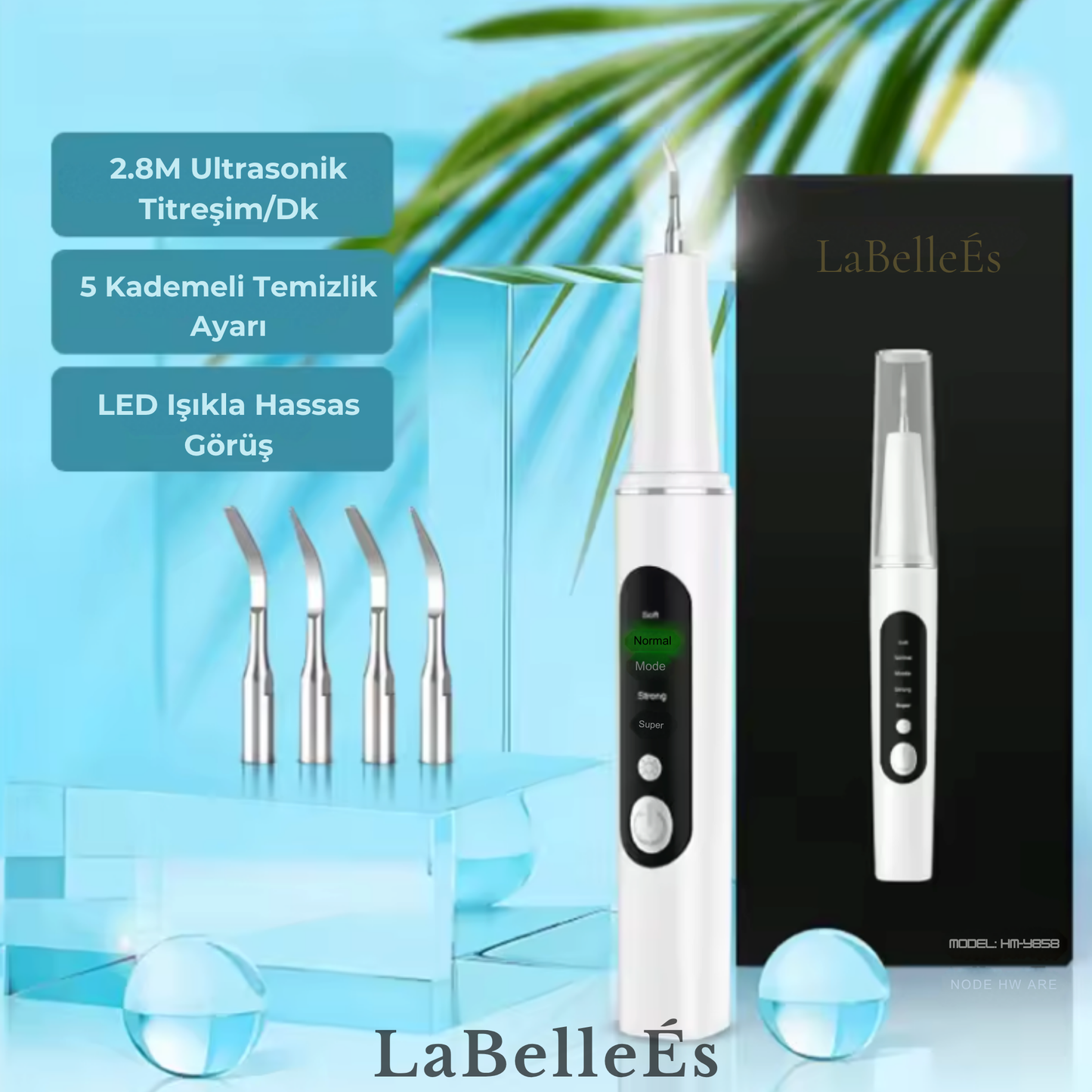 جهاز إزالة الجير بالموجات فوق الصوتية SmilePro™ من LaBelleÉs - جهاز عناية احترافي مزود بخمسة أوضاع إضاءة LED