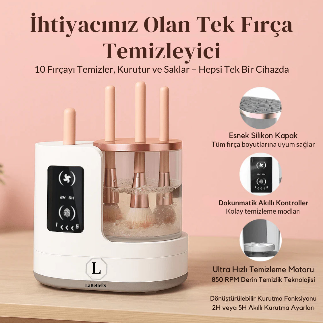 ÉS BrushClean | 3’ü 1 Arada Makyaj Fırçası Temizleyici